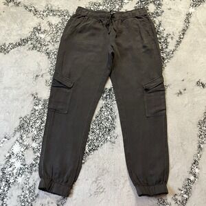 CC California Pants Womens‎ Size Medium Linen Blend Gray Drawstring Waist